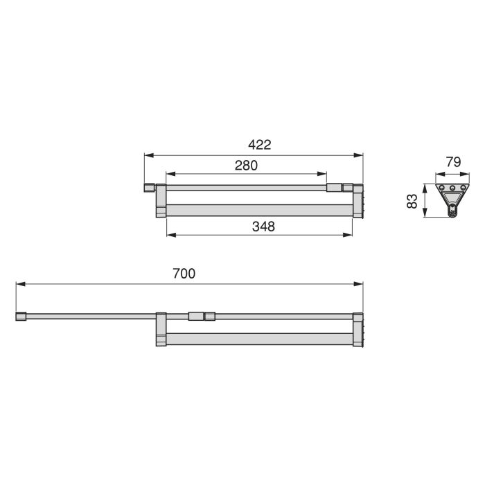 Emuca Porte-vêtements extractible pour armoire Peint en noir, Aluminium. 5