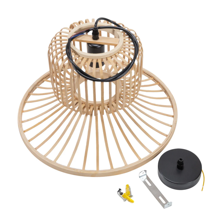 Lampe Suspendue Tlemcen SKD-P80115 en Rotin Style Boho-Chic Naturel 1