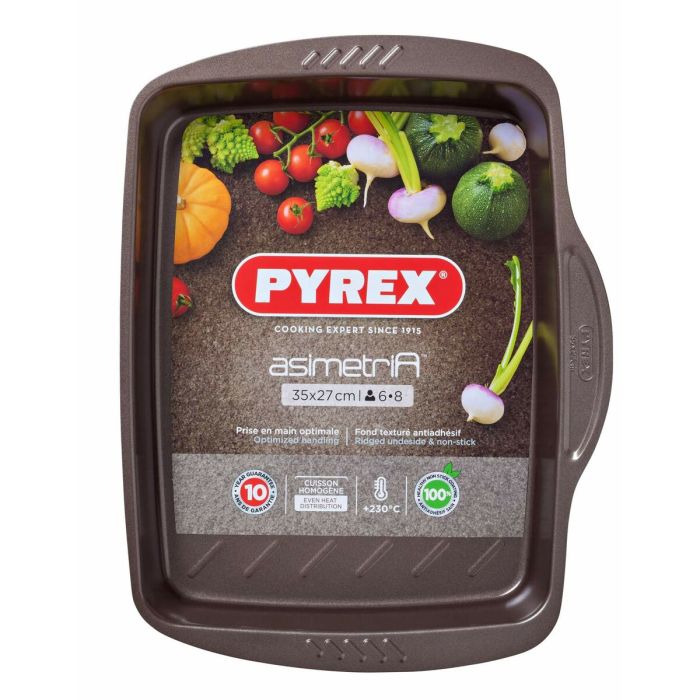 Plaque de Cuisson Antiadhésive Pyrex Marron Noir Métal Acier 9
