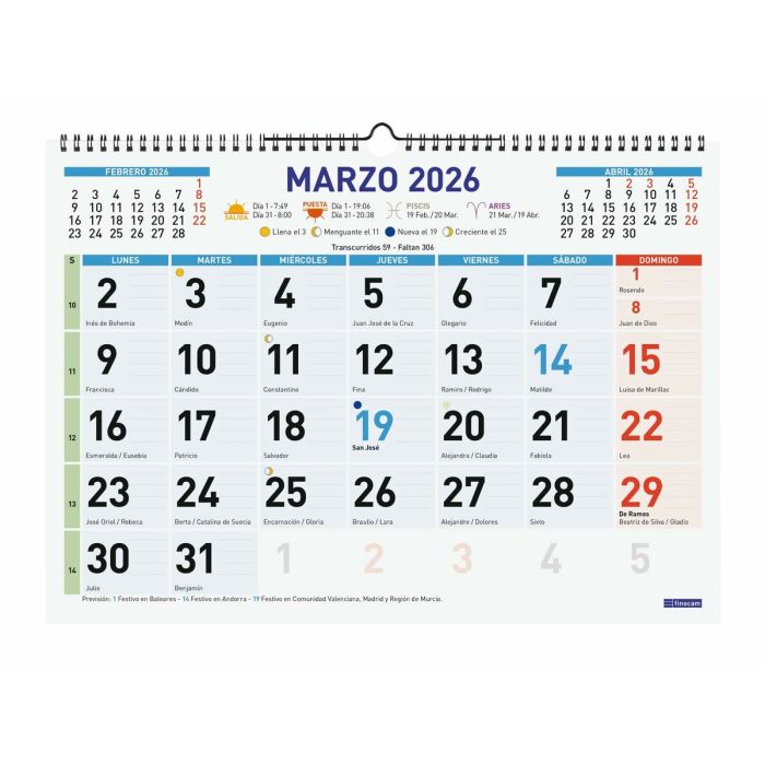 calendrier mural Finocam Multicouleur Papier 43 x 31 cm 1
