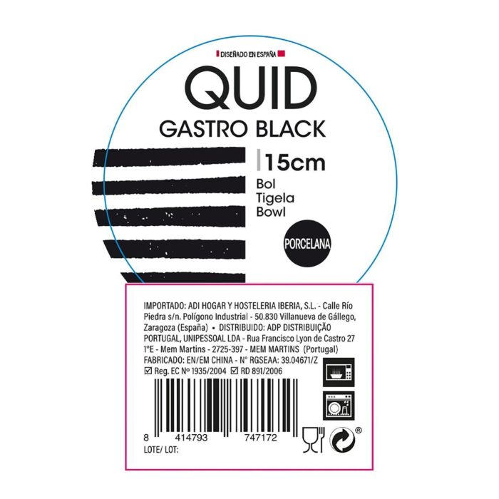 Bol Porcelana Gastro Black Quid 15 cm (24 Unidades) 5 Bol Porcelana Gastro Black Quid 15 cm (24 Unidades) 5