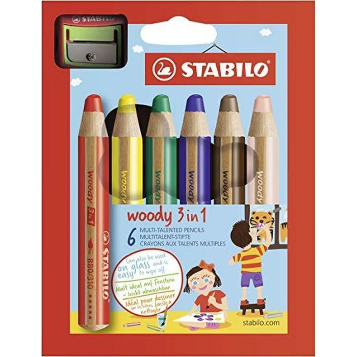Crayons de couleur Stabilo Woody Multicouleur 6 Pièces (5 Unités) 1