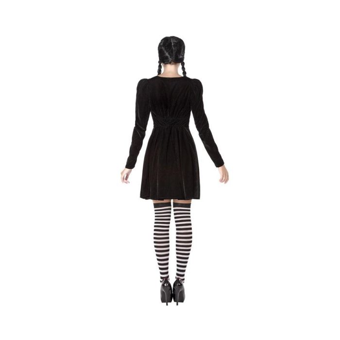 Déguisement Femme Fantôme Adulte Hantée Style Élève, Taille XS-S, Manches Longues, Noir et Blanc, Polyester, Halloween