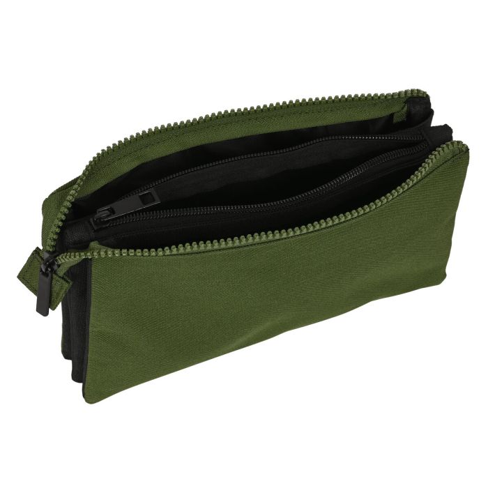 Trousse Fourre-Tout Triple Safta Dark forest Noir Vert 22 x 12 x 3 cm 2