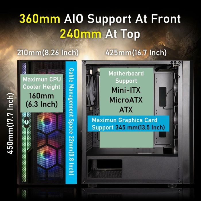 Boîtier ATX semi-tour BitFenix Apollo ARGB Noir 9