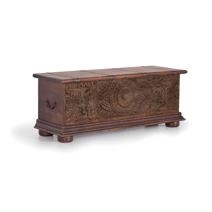 GINER Y COLOMER Buffet coffre en bois de manguier marron bicolore avec détails en fer vieilli - 116x45x40 cm - Artisanal 1 GINER Y COLOMER Buffet coffre en bois de manguier marron bicolore avec détails en fer vieilli - 116x45x40 cm - Artisanal 1