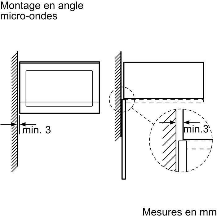 Bosch BFL523MW1F - Micro-onde encastrable compact SER4, blanc, 800 W, 38 L, avec fonction Cleaning Assistance - 59.4 x 31.7 x 38.2 cm