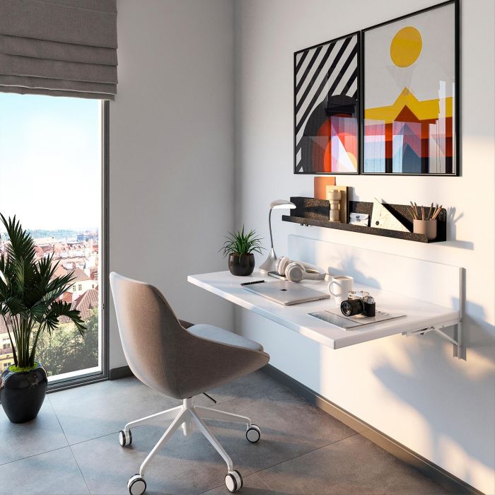 Emuca Jeu de Supports de pliage, longueur 403mm, Acier, Peint en blanc 1