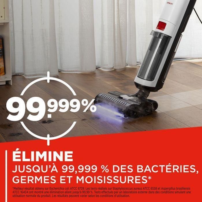 Aspirateur balai laveur vapeur - POLTI RollySteam WD10 - 7000 Pa - 0,6 L - Noir / Blanc 2