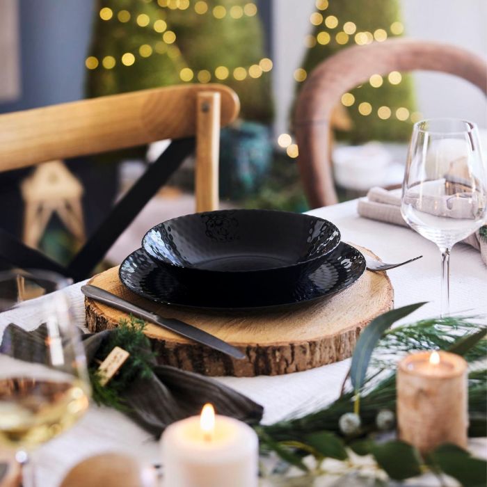 Plato Hondo Vidrio Pampille Negro Luminarc 20 cm 3 Plato Hondo Vidrio Pampille Negro Luminarc 20 cm 3