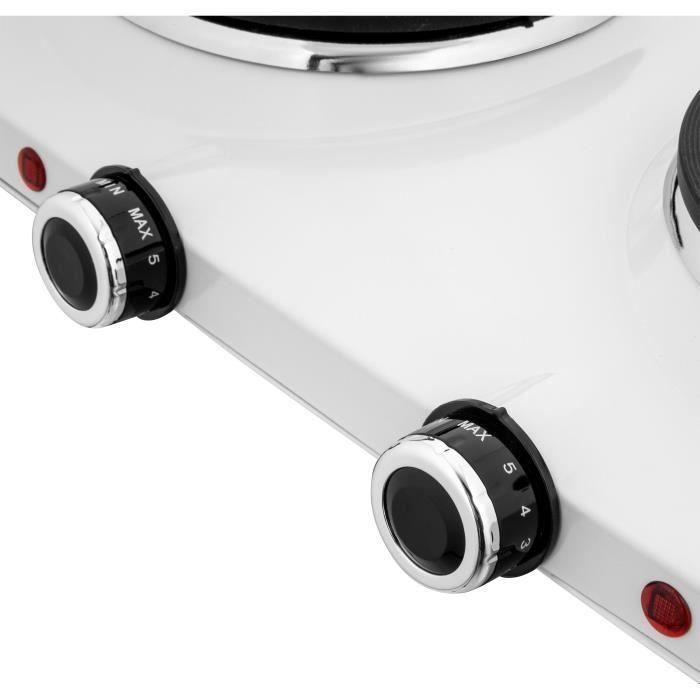 Sencor SCP 2253WH-EUE4 - Plaque de cuisson électrique 2 foyers, 2500 W (18 et 15 cm), blanc, pour petits espaces et camping, compacte avec pieds antidérapants