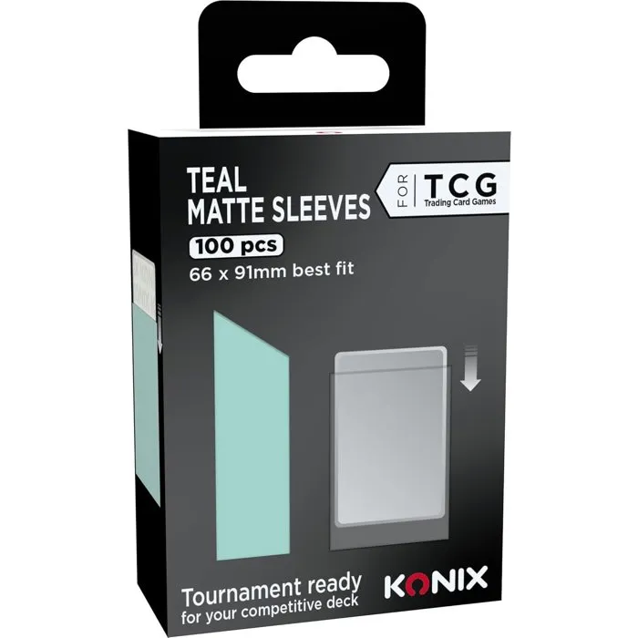 Konix - Sleeves 66x91 mm - 100 pochettes protectrices matte pour cartes Magic The Gathering, Pokémon - Bleu turquoise