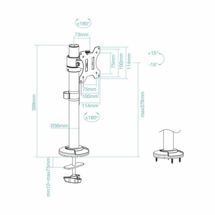 Support de table d'écran TooQ DB1131TN-B 17" 32" 8 kg 19 Support de table d'écran TooQ DB1131TN-B 17" 32" 8 kg 19