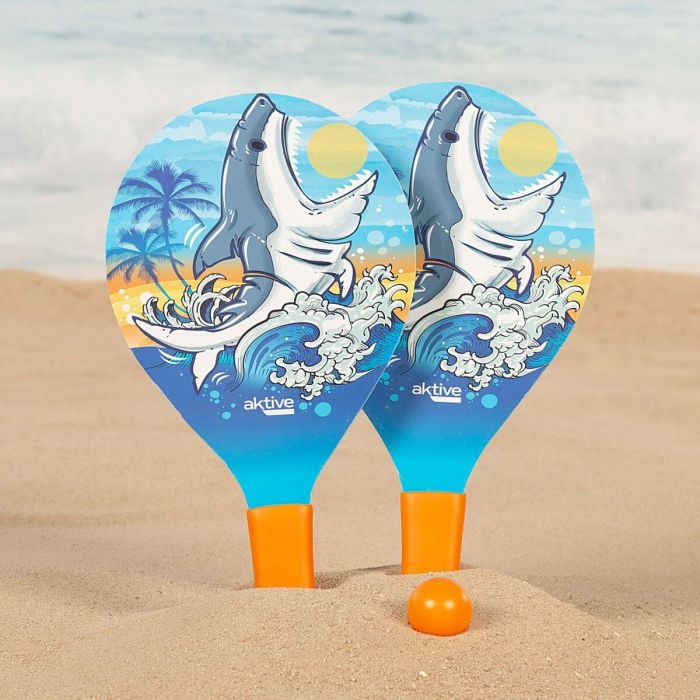 Raquettes de Plage avec Balle Aktive Requin 19,5 x 38 cm (24 Unités) 4