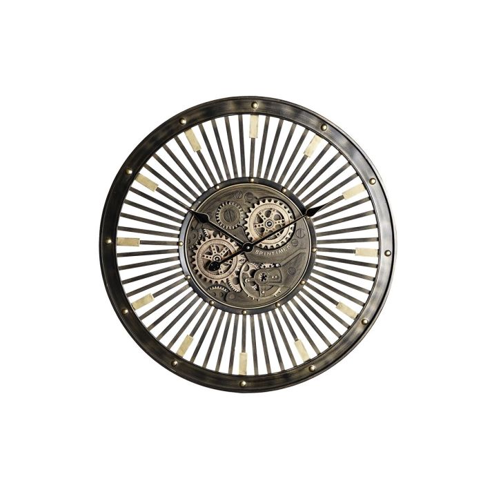 Horloge Murale DKD Home Decor Noir Doré Fer Vintage 65 x 6,7 x 65 cm