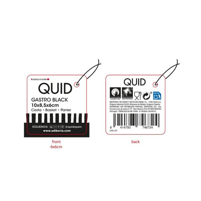 Cesta Cuadrada Metal Gastro Black Quid 10x8,5x6 cm (12 Unidades) 5 Cesta Cuadrada Metal Gastro Black Quid 10x8,5x6 cm (12 Unidades) 5