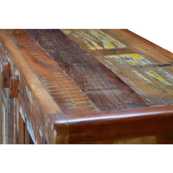 GINER Y COLOMER Vitrina Buffet en Bois de Mango Recyclé avec Pieds en Métal Multicolore 3 Portes 1 Tiroir 140x90x38 cm 6