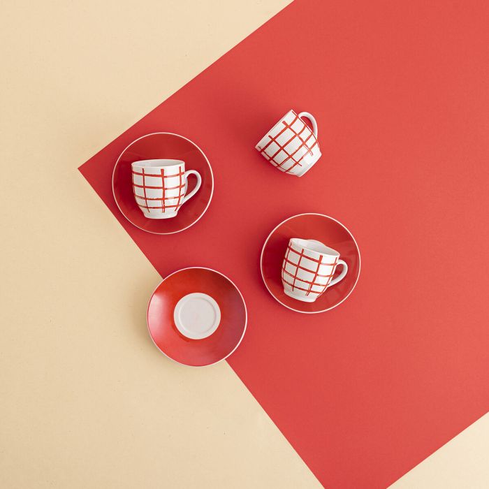 Tasse avec sous-tasse Quid Kansas Rouge Céramique 90 ml (6 Unités) 2