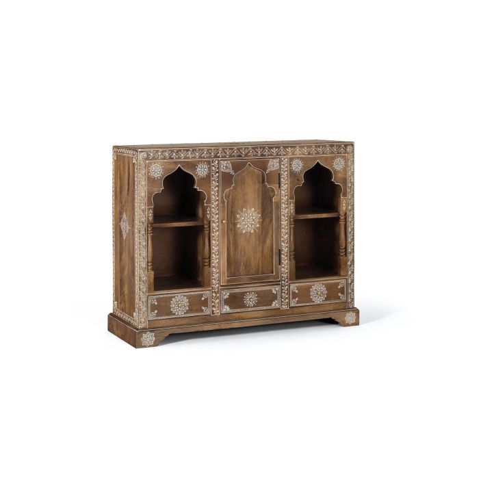 GINER Y COLOMER Console d'Entrée en Bois de Manguier Artisanale avec Porte et 3 Tiroirs, Finition Naturelle et Blanc, 100x79x35 cm 1 GINER Y COLOMER Console d'Entrée en Bois de Manguier Artisanale avec Porte et 3 Tiroirs, Finition Naturelle et Blanc, 100x79x35 cm 1