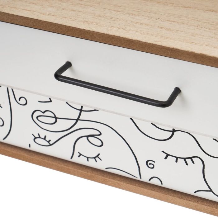 Boîte à bijoux ONE LINE Blanc Noir Naturel Bois MDF 39 x 10 x 11 cm 3