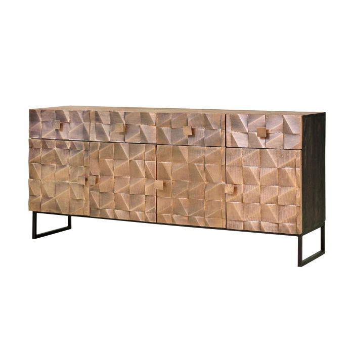 Giner y Colomer Buffet en bois massif de manguier avec ornements en bronze, 4 portes et 4 tiroirs, couleur marron foncé 0 Giner y Colomer Buffet en bois massif de manguier avec ornements en bronze, 4 portes et 4 tiroirs, couleur marron foncé 0