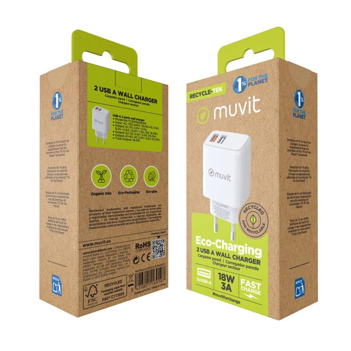 Chargeur mural Muvit for Change Blanc 18 W 1