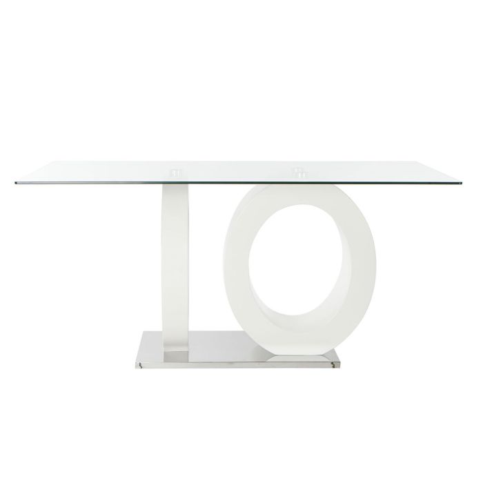 Table de Salle à Manger DKD Home Decor Verre Transparent Blanc Bois MDF (160 x 90 x 75 cm) 2
