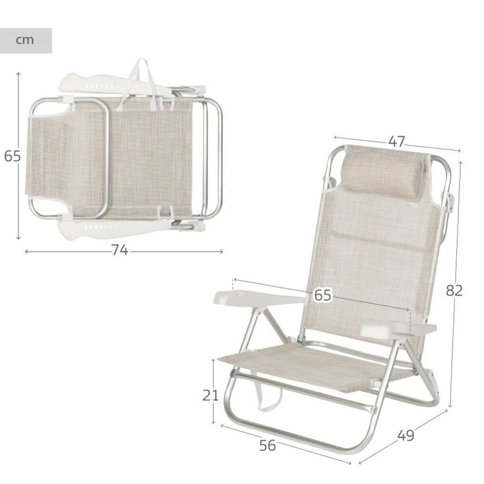Chaise de Plage Aktive 47 x 82 x 49 cm (2 Unités) 3