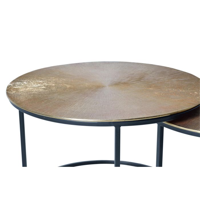 GINER Y COLOMER Set de 2 Tables Gigognes Tops en Aluminium Bronze et Pieds en Fer - Grand Modèle Ø70cm x H47cm, Petit Modèle Ø60cm x H42cm 1