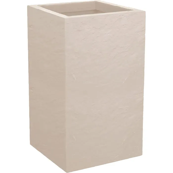 Eda - EDA Volcania Up - Pot de fleur carré 36 L - 29.5 x 29.5 x 49.5 cm - Beige Calcaire - Pour intérieur et extérieur Eda - EDA Volcania Up - Pot de fleur carré 36 L - 29.5 x 29.5 x 49.5 cm - Beige Calcaire - Pour intérieur et extérieur