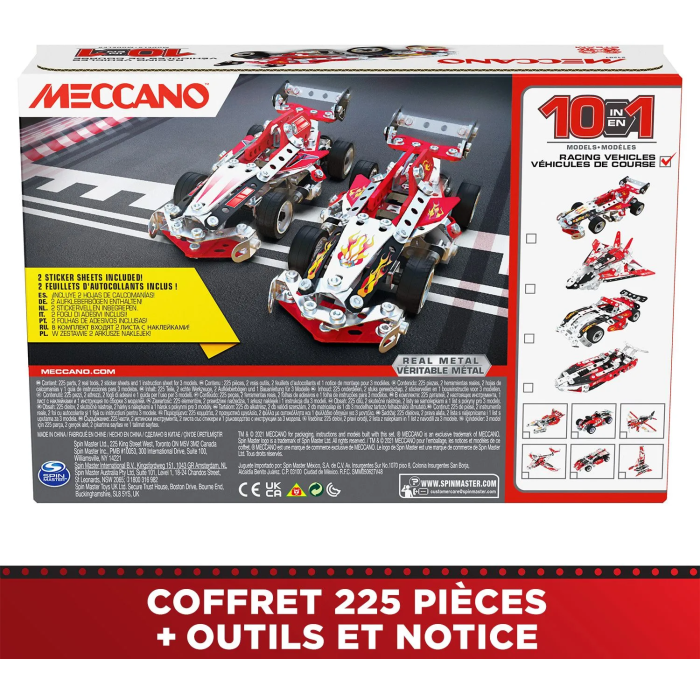 Bandai Meccano APM20104 - Coffret de construction Véhicules de course 10 en 1, 225 pièces en métal et plastique, jeu éducatif pour enfants dès 8 ans Bandai Meccano APM20104 - Coffret de construction Véhicules de course 10 en 1, 225 pièces en métal et plastique, jeu éducatif pour enfants dès 8 ans