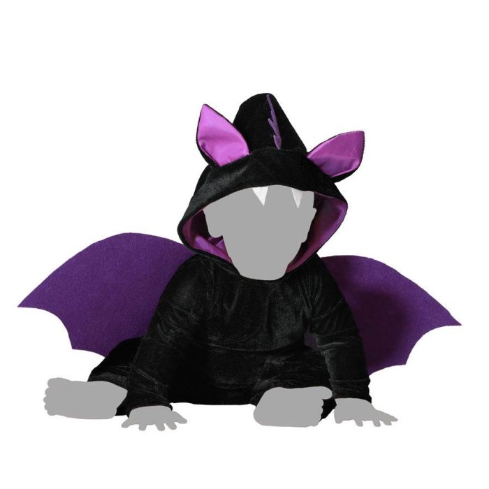 Déguisement Bébé Chauve-souris Noir et Violet avec Ailes - 6-12 Mois - Déguisement Halloween Doux et Confortable pour Enfant Unisexe