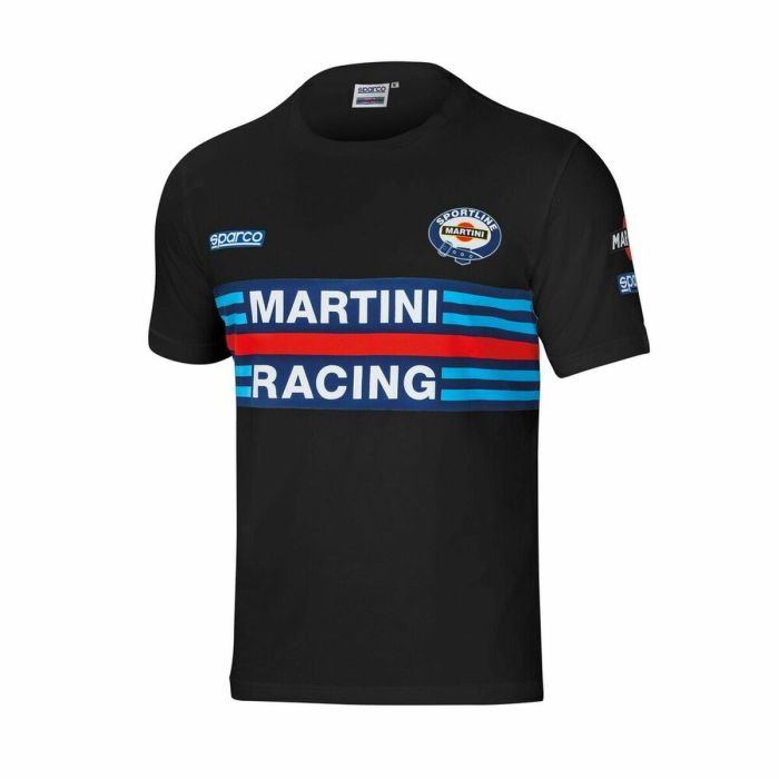 Sparco T-shirt Martini Racing S01274MRNR3L Taille L Noir Coton/Élasthanne Confortable pour amateurs de sport automobile