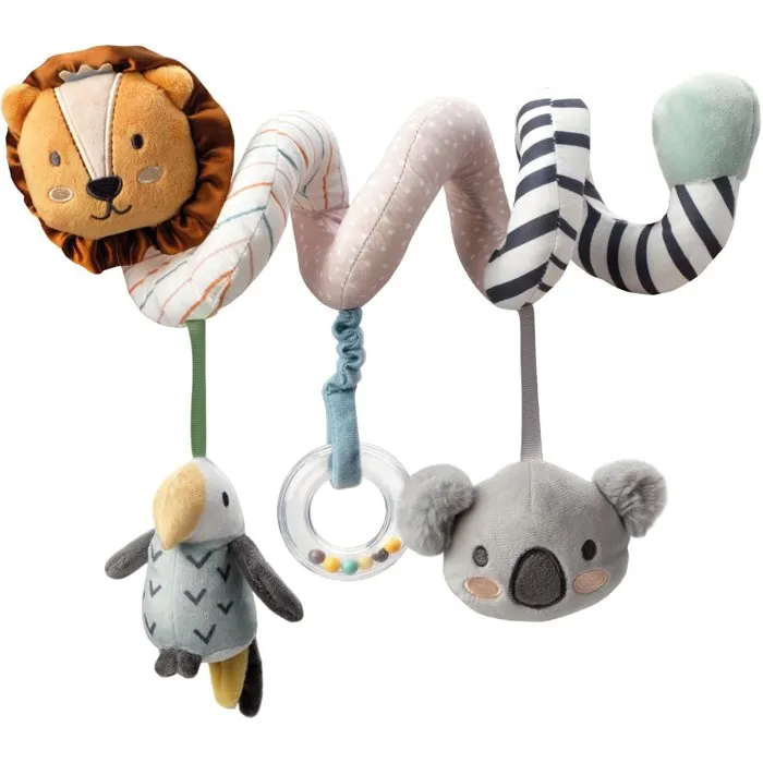 Nuby - Spirale d'activités sensorielle pour poussette et siège-auto avec animaux en peluche, hochets et textures - Jouet d'éveil pour bébé - Beige Nuby - Spirale d'activités sensorielle pour poussette et siège-auto avec animaux en peluche, hochets et textures - Jouet d'éveil pour bébé - Beige