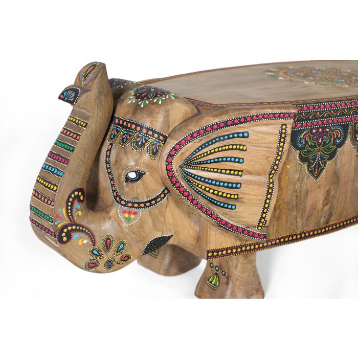 GINER Y COLOMER Banc en bois de manguier peint à la main multicolor - Dimensions 40x157x46 cm, livré monté 2