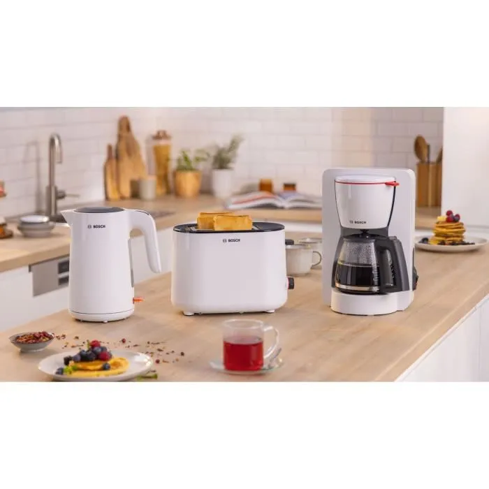 Bosch TAT2M121 MyMoment Toaster Blanc 2 Tranches - Fonctions Décongélation et Réchauffage, Centrage Automatique du Pain, Chauffe-Viennoiserie Intégré Bosch TAT2M121 MyMoment Toaster Blanc 2 Tranches - Fonctions Décongélation et Réchauffage, Centrage Automatique du Pain, Chauffe-Viennoiserie Intégré