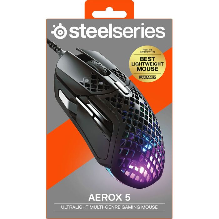 Souris Gaming SteelSeries Aerox 5 Jeux Noir Avec câble Lumières LED 4 Souris Gaming SteelSeries Aerox 5 Jeux Noir Avec câble Lumières LED 4