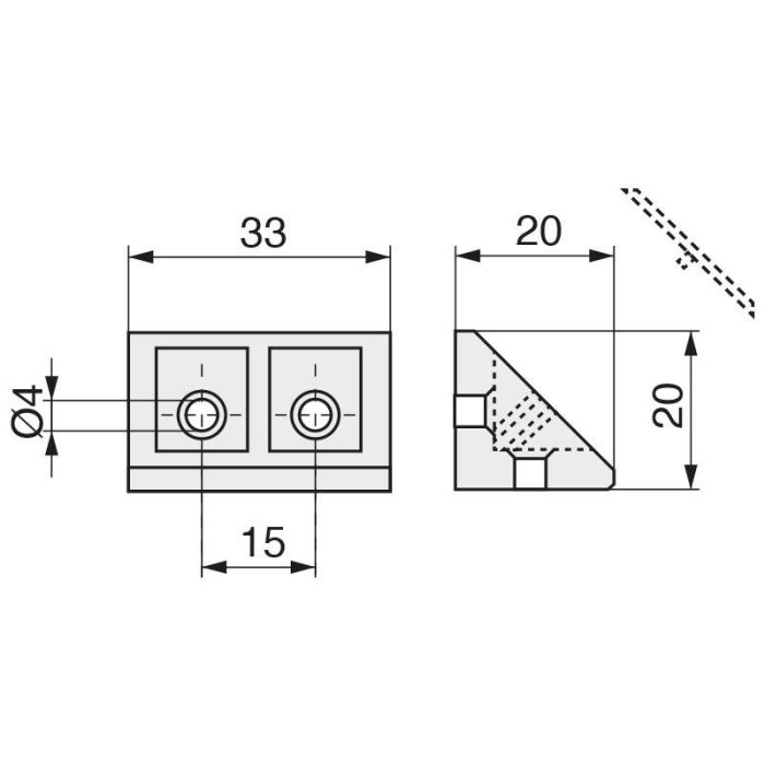 Ensamble Angular Jade 33X20 Plastico Gris Herrajes Alk 1
