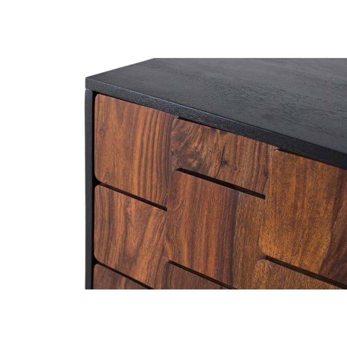 GINER Y COLOMER Buffet 2 portes avec motifs géométriques en bois de Sheesam et de manguier, finition wengué et noyer - 108x40x75 cm 4 GINER Y COLOMER Buffet 2 portes avec motifs géométriques en bois de Sheesam et de manguier, finition wengué et noyer - 108x40x75 cm 4