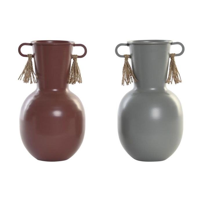 Vase DKD Home Decor 14 x 13 x 24 cm Gris Métal Terre cuite (2 Unités) 0 Vase DKD Home Decor 14 x 13 x 24 cm Gris Métal Terre cuite (2 Unités) 0