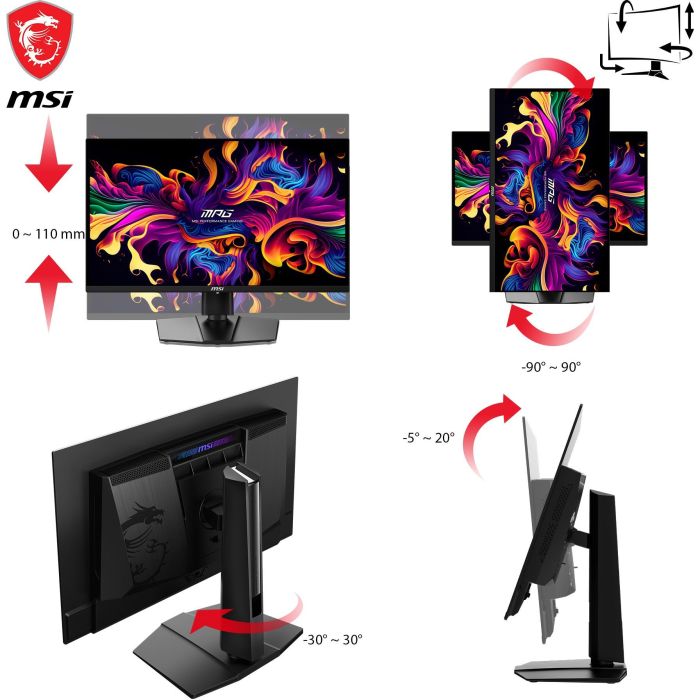 MSI MPG 271QRXDE Écran PC Gaming QD-OLED 67,3 cm (26.5") 2K WQHD 2560x1440 360 Hz 1 ms HDMI 2.1 DisplayPort USB-C Noir
