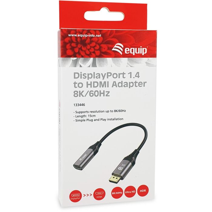Equip Displayport->HDMI Adapter 1.4 St/Bu 8K/60Hz grau 5 Equip Displayport->HDMI Adapter 1.4 St/Bu 8K/60Hz grau 5