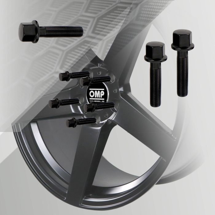 Omp Speed Jeu De 4 Vis M12x1.25 Plat Long 40 mm Clé 19 Couleur Noire Din 10.9 OMPS09651201 3