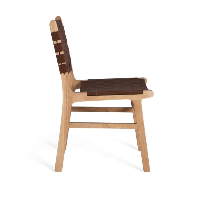 GINER Y COLOMER - 2 Chaises en Bois de Caoutchouc Naturel et Marron avec Assise en P.U. Tressé - Design Contemporain - H86 x L50 x P57cm - 12 kg 2