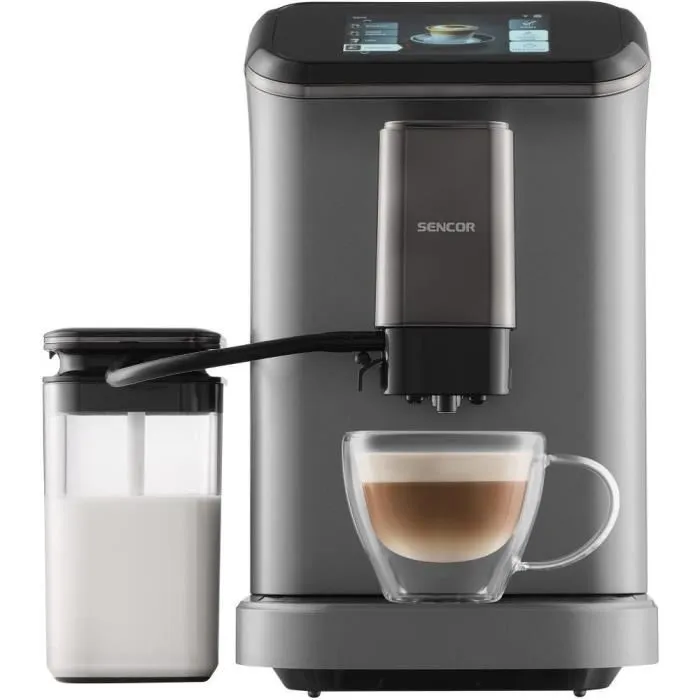 Sencor SES 8500BK Machine à Expresso Automatique avec Écran TFT, Broyeur Inox, 20 Bars, 1,5 L, pour Café et Cappuccino