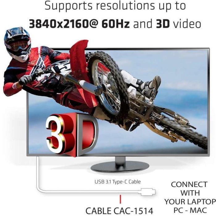 Club3D Kabel USB 3.1 Typ C > HDMI 2.0 UHD 1.8m aktiv St/St 4 Club3D Kabel USB 3.1 Typ C > HDMI 2.0 UHD 1.8m aktiv St/St 4