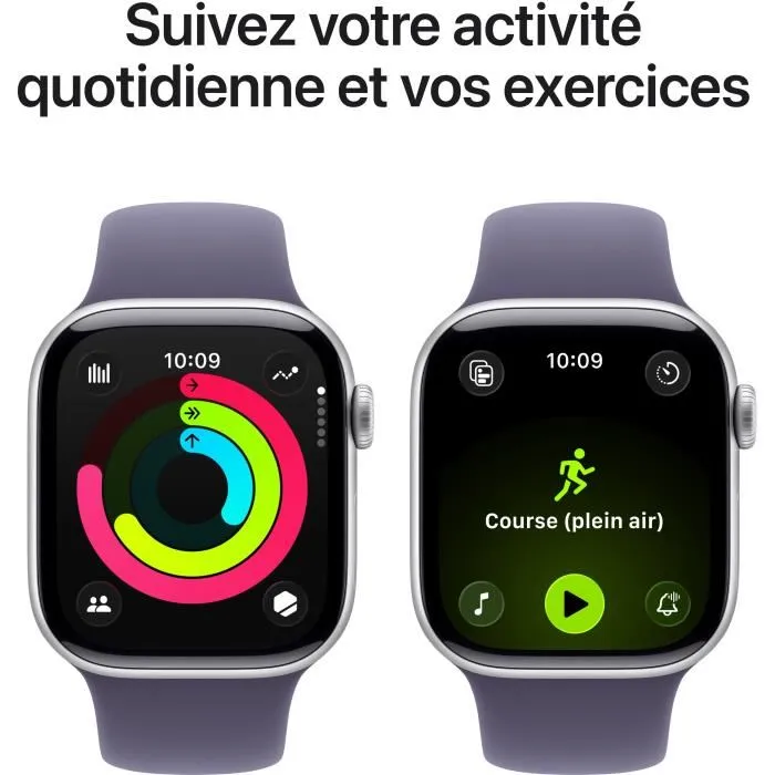 Apple Watch Series 11 GPS + Cellular 42 mm Aluminium Argenté Bracelet Sport Morado Niebla M/L MF8J4ZRA 3