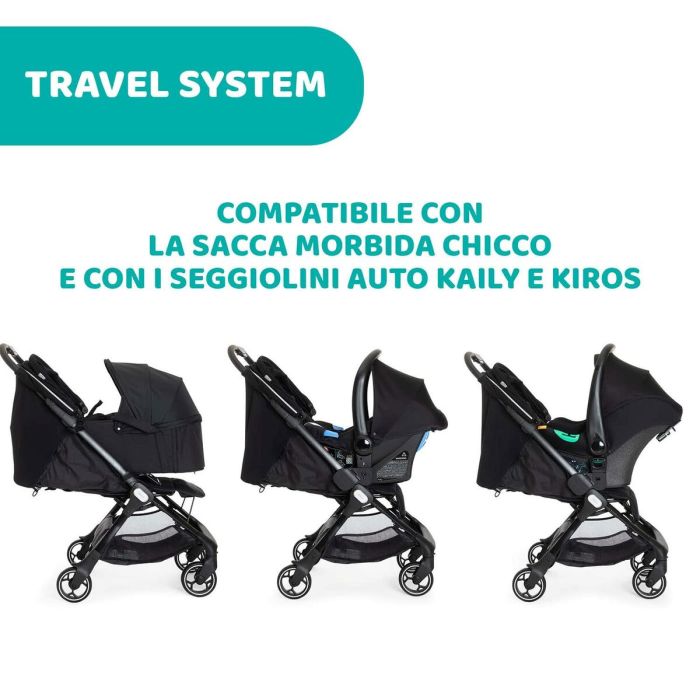 Poussette pour bébé Chicco Noir 10