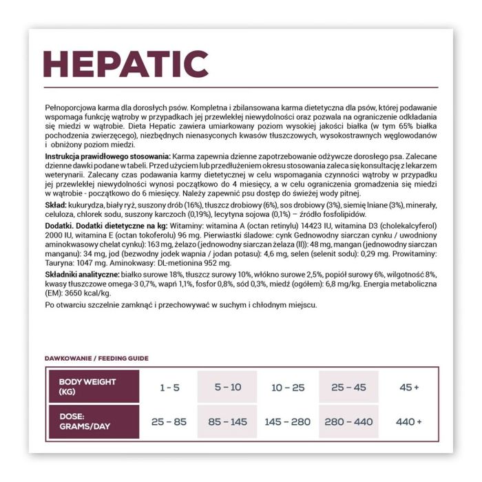 Nourriture VETEXPERT Hepatic Dog Viande 12 kg 1