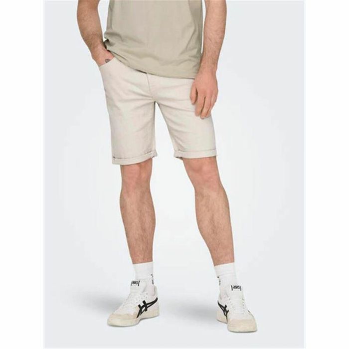 Shorts pour Hommes Only & Sons Onsply 9296 Ecru Beige 2 Shorts pour Hommes Only & Sons Onsply 9296 Ecru Beige 2